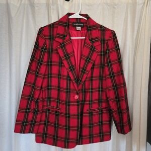 Red Plaid Women's Blazer